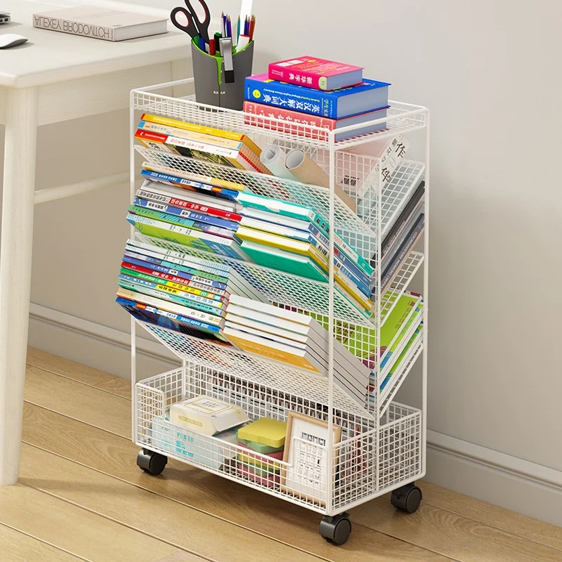Multi-layered Mobile Trolley Snack Storage Rack Wheeled Storage Rack Floor-standing Simple Bookshelf Storage Shelf New JJ4420