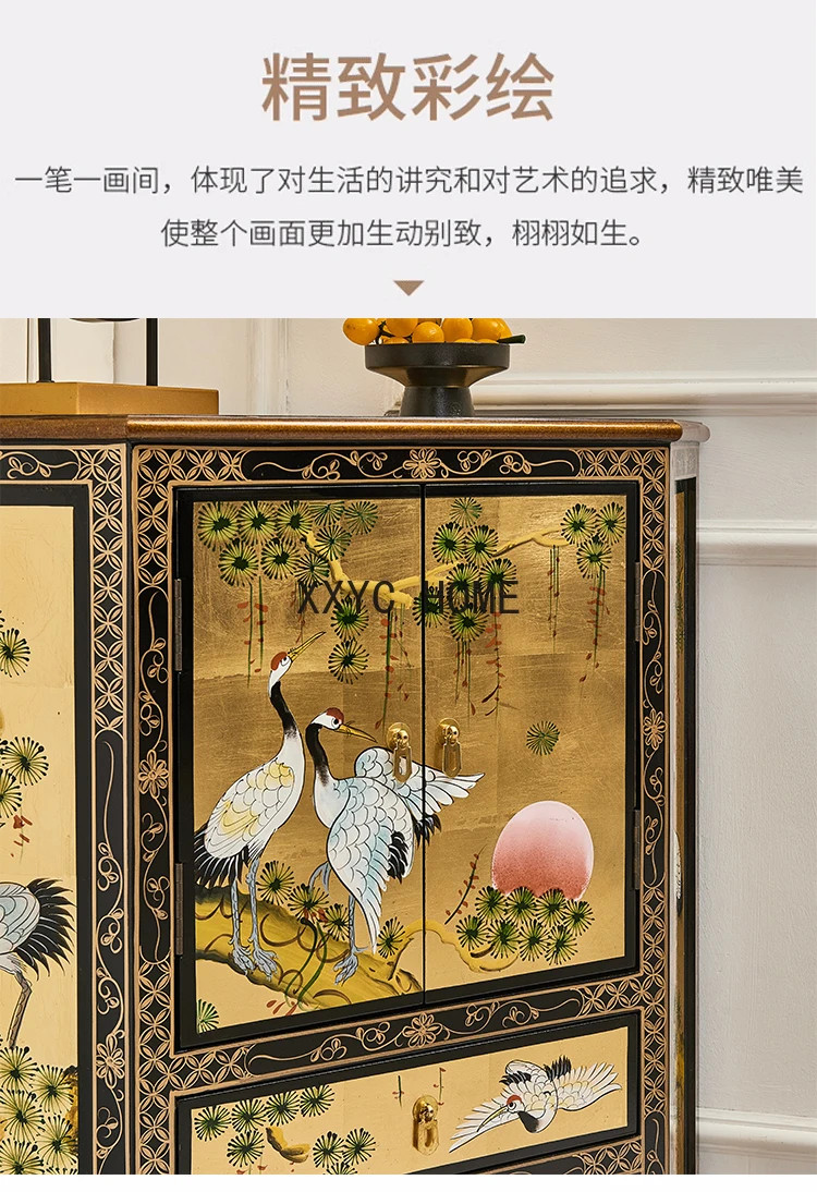 New Chinese Style Corner Cabinet Painted American Living Room Wall   Turn    Storage Complete Fan-Shaped Three Corner Cabinet