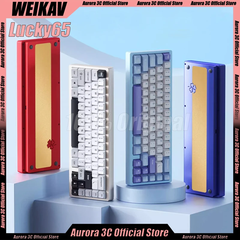 

WEIKAV Lucky65 Mechanical Keyboards 3Mode 2.4G Wireless Bluetooth Keyboard Customized RGB Backlit Keycaps PBT Keyboards Gift