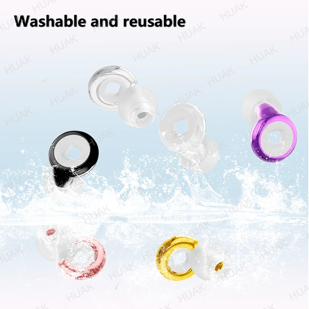 

HUAK Plus Ear Plugs + Mute for Extra Coverag- for Noise Reduction - High-Fidelity Reusable For sleep travel flight