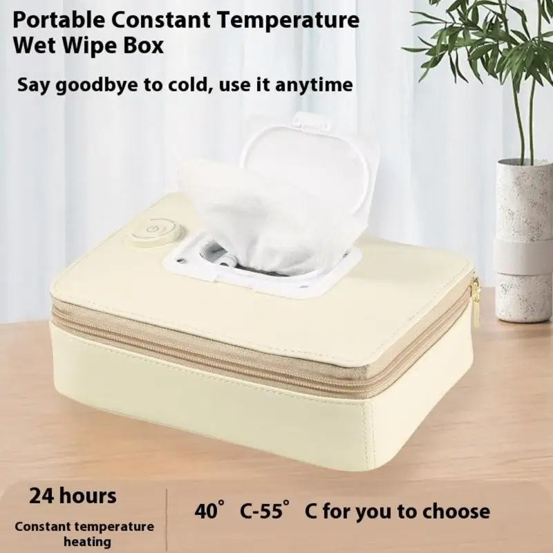 Gentle Baby Wipes Dispenser Heating Box Newborns Wet Wipe Warmer Adjustable Spacious Capacity for Night Use A2UB