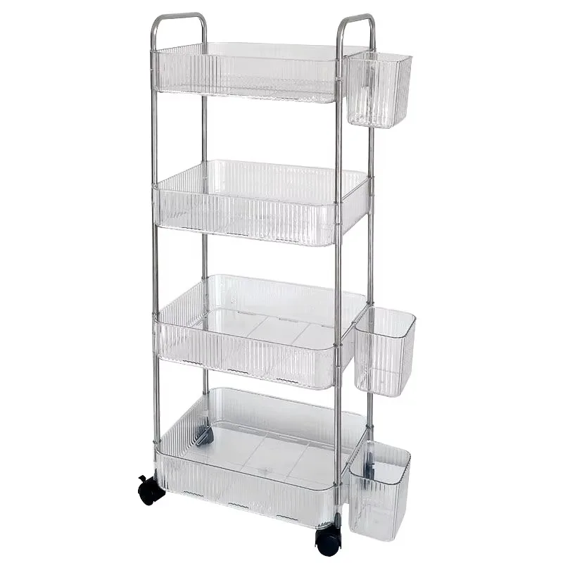 Factory direct sales 3 liters transparent acrylic trolley bar cart custom stainless steel wheels suitable for living roo