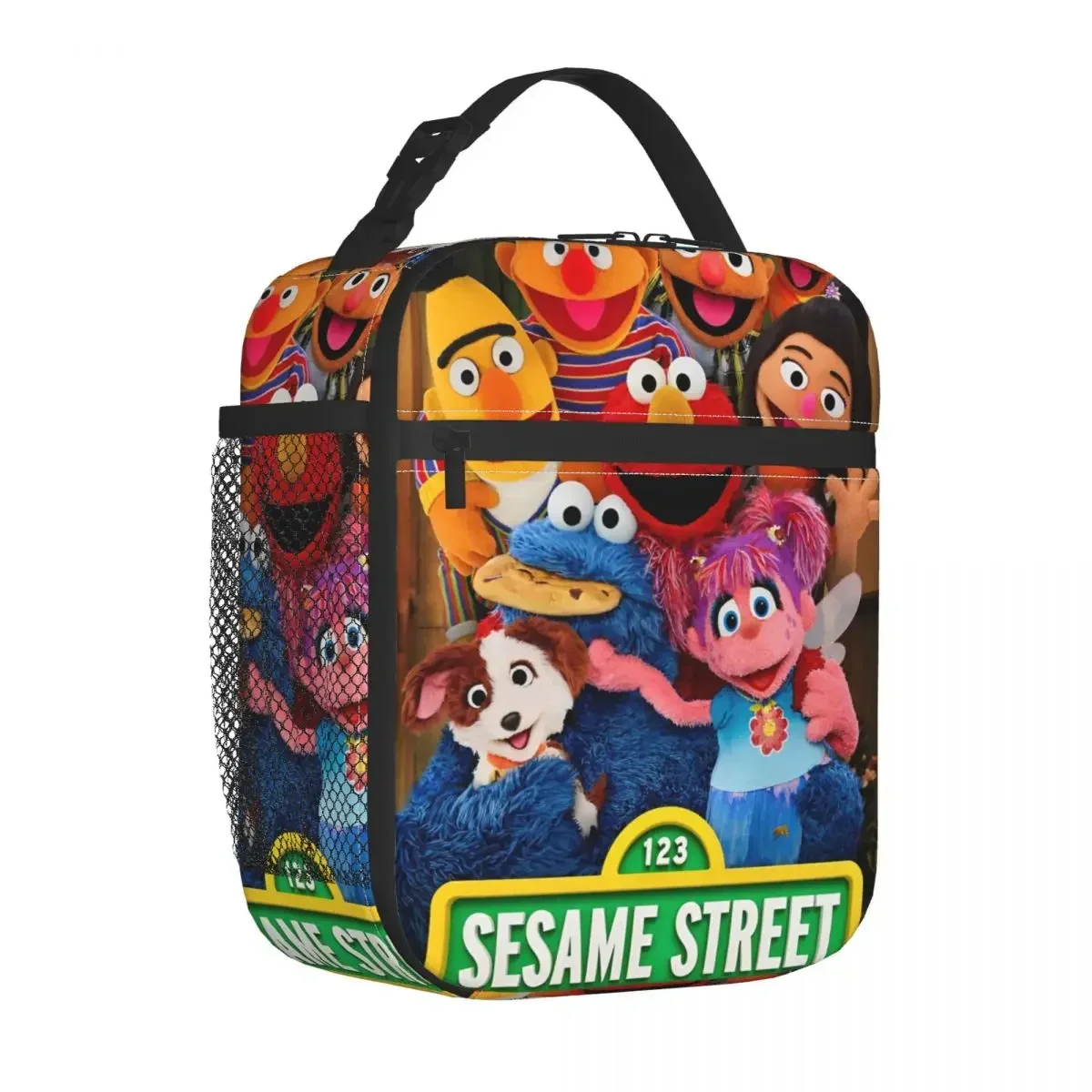 S-Sesame Streets Insulated Lunch Bag Cookie Cartooon Food Container Reusable Thermal Cooler Lunch Boxes For Picnic