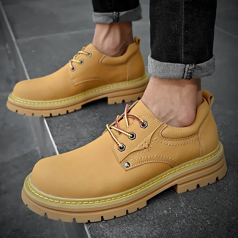 2024 Men's Fashion Shoes British Style Formal Anti slip Ankle Boots Outdoor Waterproof Casual Fashion Work Land Shoes