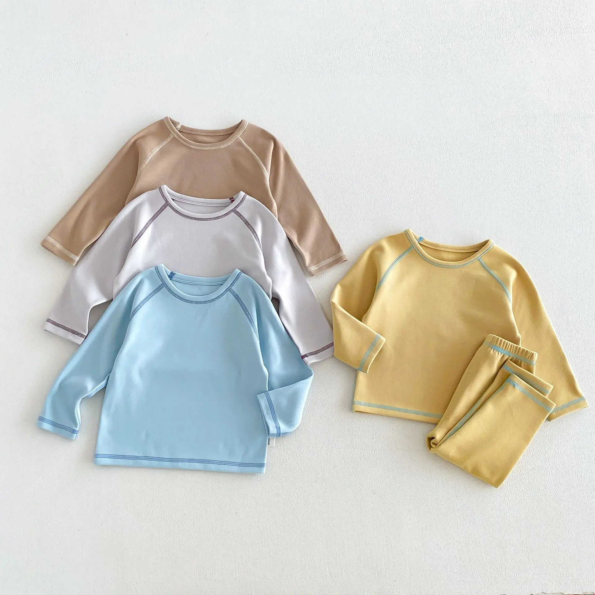 2026 New Fall Winter Kids Colorblock Pajama Set | Seamless Thermal Long Johns | Cozy Loungewear 2Pcs