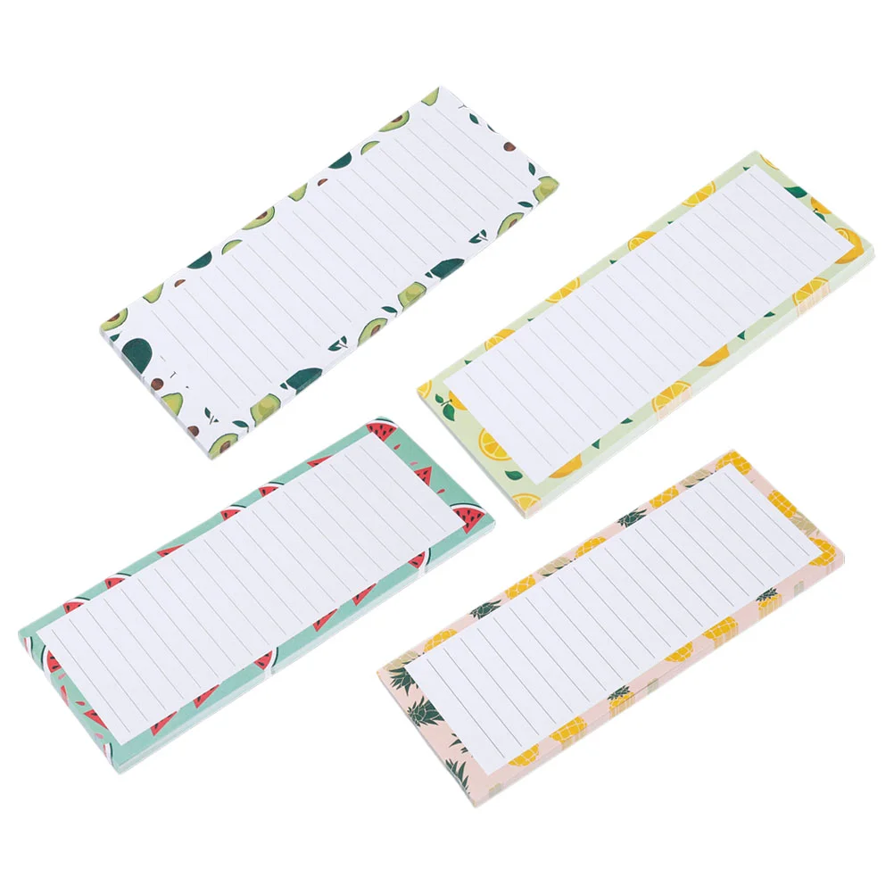 

4 Pcs Magnetic Notepad Message Board Refrigerator Pads for The Grocery List Shopping Fridge Fruit Notepads Memo Office
