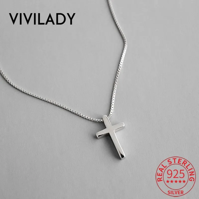 

Minimalist Style Authentic 925 Sterling Silver Cross Dangle Women Pendant Necklace Chic Box Chain for Female DIY Jewelry