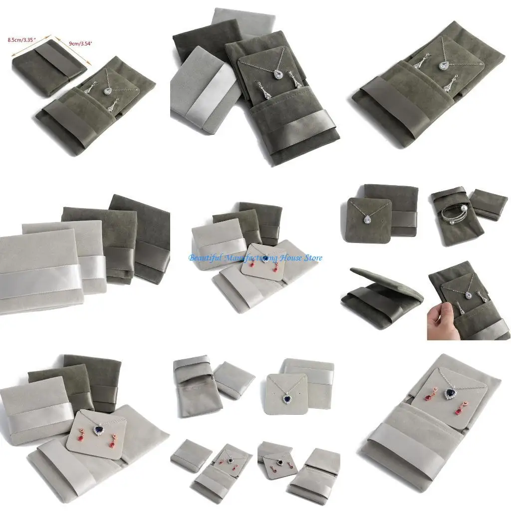 

E56A Coin Purse Gift Bags Chinese Pouches Flat Knitted for Jewelry Necklaces Rings