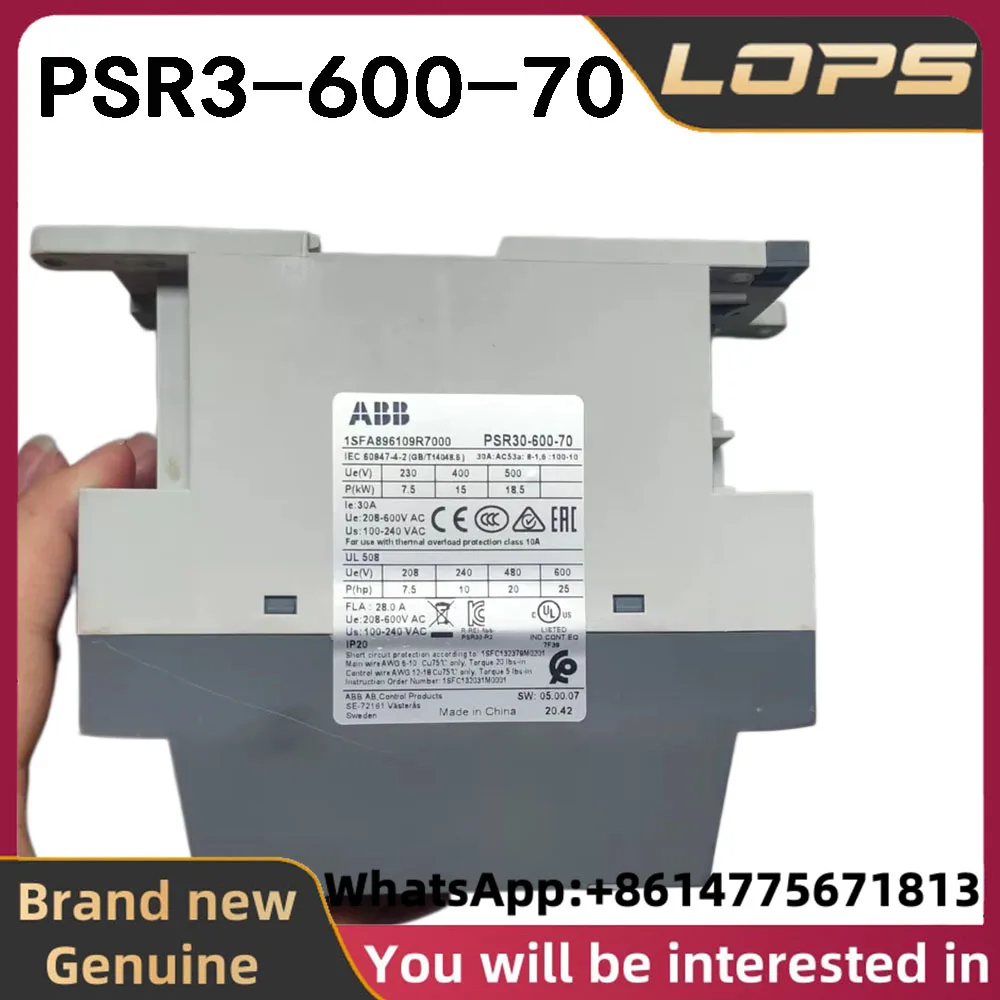 PSR3-600-70 ABB Inverter Brand New Original 1SFA896103R7000 1.5KW Soft starter, In stock，welcome consult