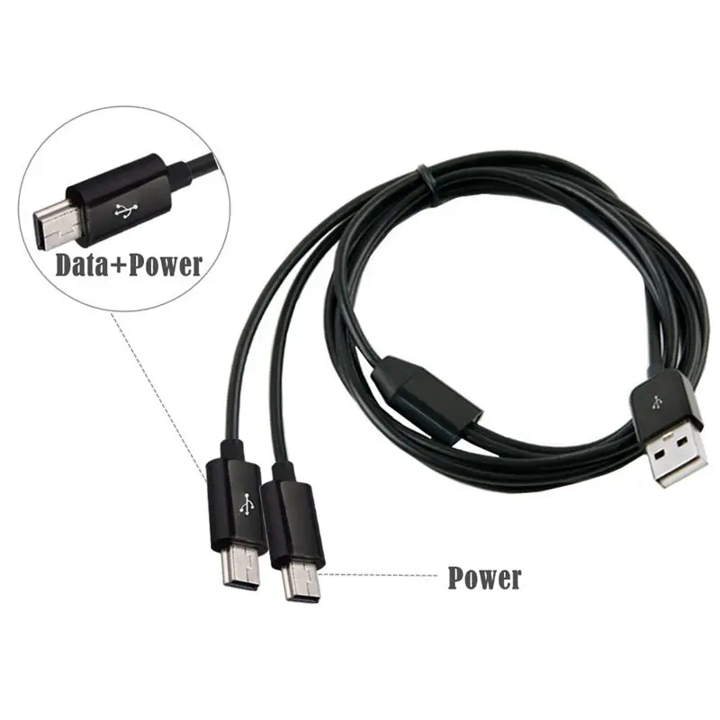 1m 3 in 1 USB Cable, USB A Male to 3 Mini 5-Pin Male Mini T-Port Charging Data Cables, Can Charge 3 Devices Simultaneously