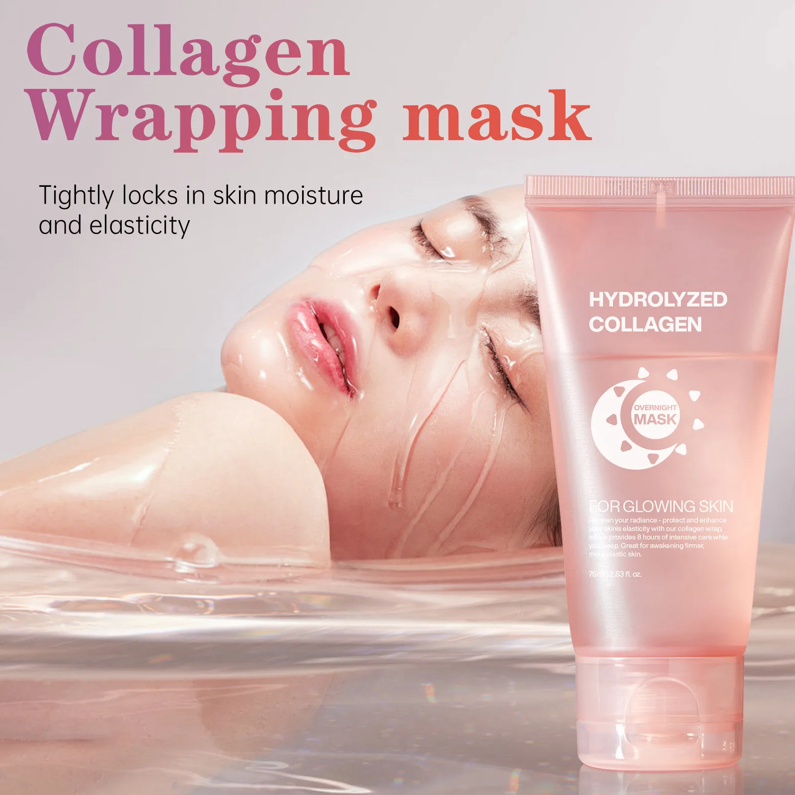 75ml Collagen Peel-off Mask, Night Wrapping Facial Mud Firming mask Daily Face Skincare Deep Cleaning Skin-Peeling Off Covers