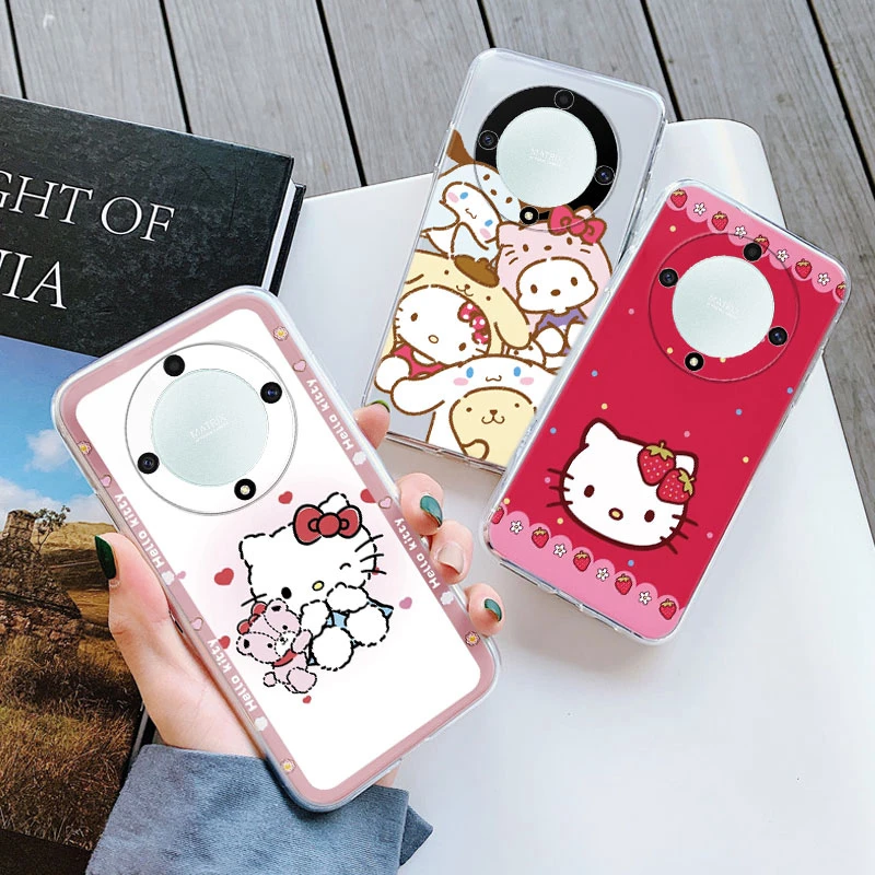 Clear Case For Honor X9a Magic 5 Lite Back Cover Soft TPU Coque Cute Cartoon Kuromi Rabbit Fundas For Honor Magic5 Lite X 9A Bag