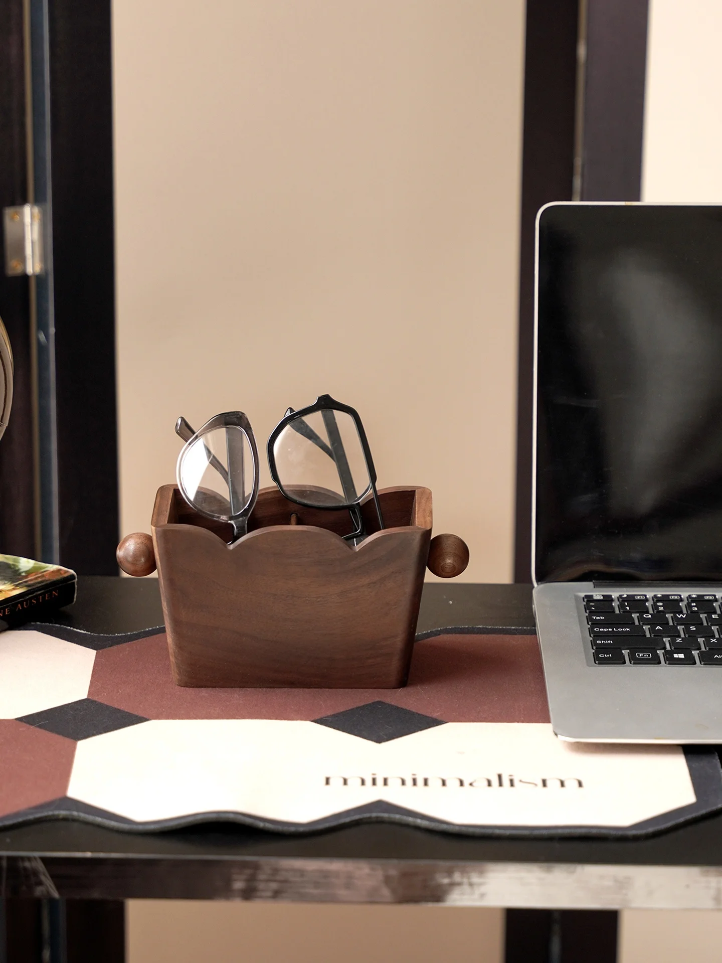 

Double id Real Wood Eyeglass Storage Box Office Desktop Creative Ornaments Organizer Tool for Dormi Eye Wear Placement