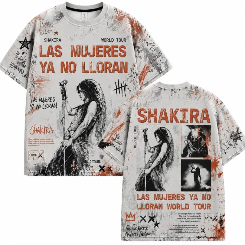 Colombian Latin Queen Shakira Trendy Fashion Men's Short-Sleeved Universal Men Women Commemorative T-Shirt  Family Matching
