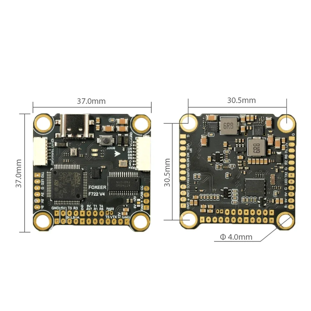 ToPESsFOXEER F722 V4 FPV Flight Controller,ICM42688 Gyro,4-6S,X8 Support,30.5x30.5MM ,BF OSD,Dual BEC 5V/12V FC For FPV Racing D