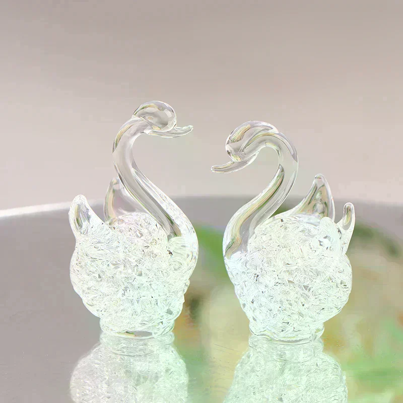 Crystal Swan figurine Glass Animal Ornament Swan Crystal Figurines Home Desk Decoration Miniature Creative Gift 1Pc