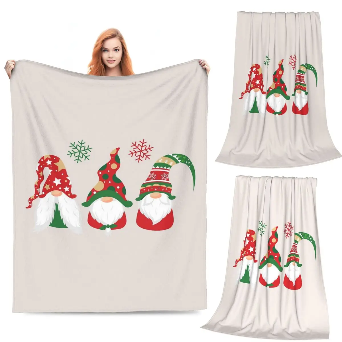 

Christmas Nordic Gnomes Blanket Fleece Sofa Multi-function Throw Blankets for Home Bedroom Office Throws Bedspread Quilt