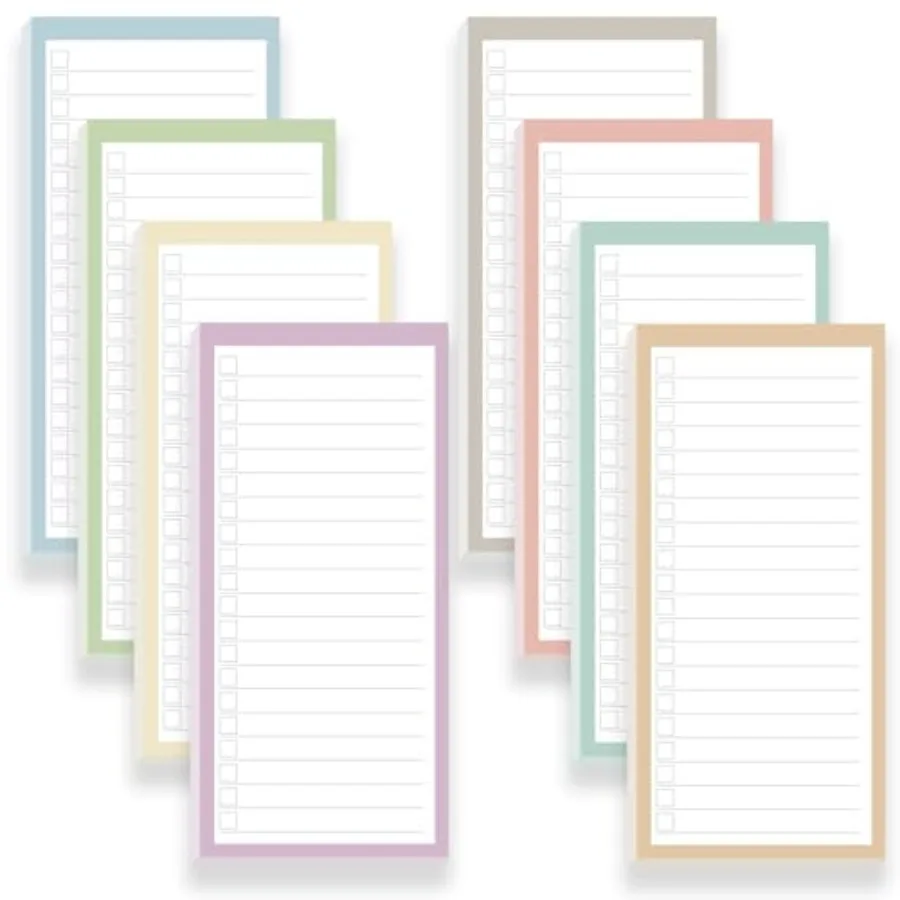 

8 Pack Magnetic Notepads for Refrigerator Assorted Colors Memo Pads with Lined Pages 30 Sheets Each Ideal for Grocery Lists to-