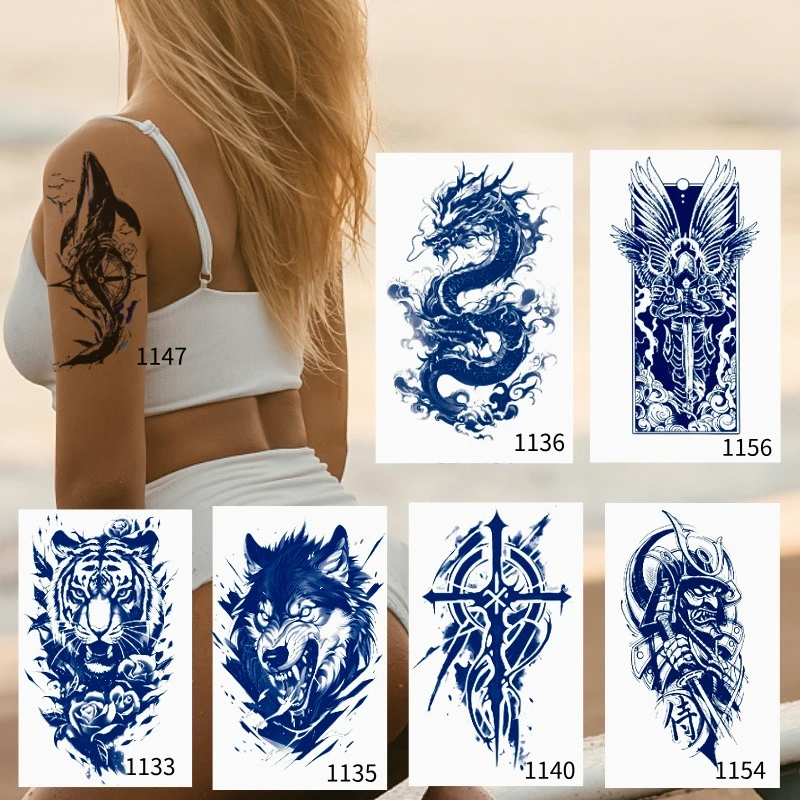11x18cm New Herbal Semi Permanent Non Reflective Juice Tattoo Sticker Simulation Flower Arm Tattoo Sticker In Stock