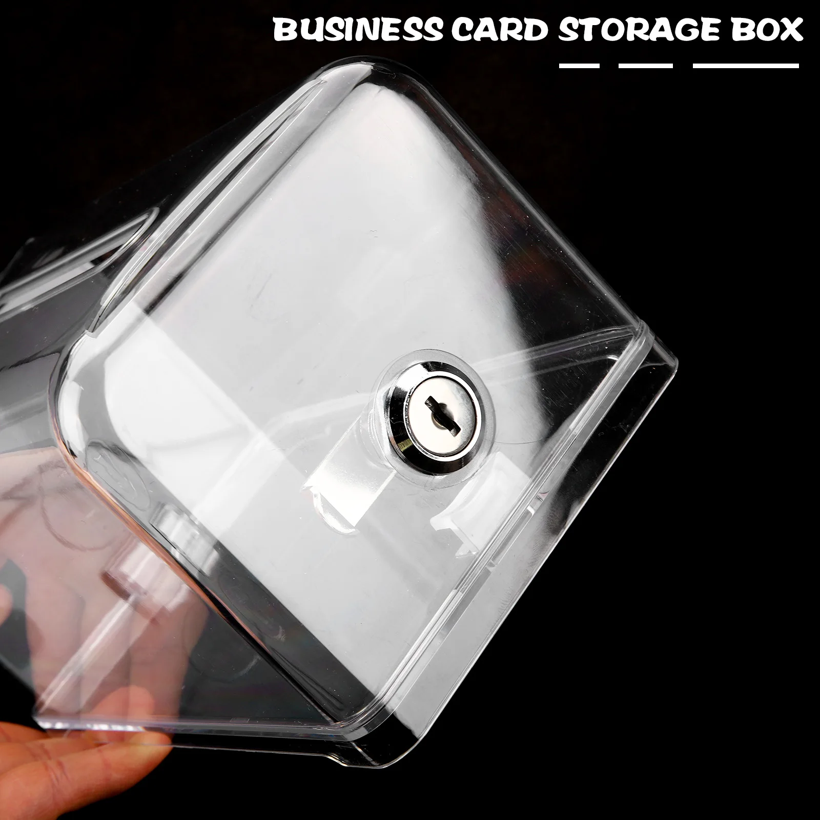 

1 Set Business Cards Holder Multifunctional Card Box Desktop Storage For Office Conference Exhibition Transparent Secure Lock
