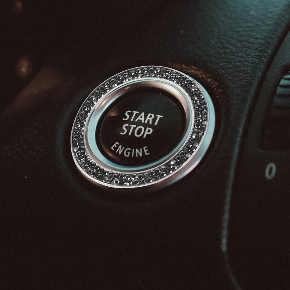 

4Pcs Dazzling Rhinestone Ignition Button Rings Stylish Engine Start Stop Decor Car Interior Bling Accessories Auto Bling Ring