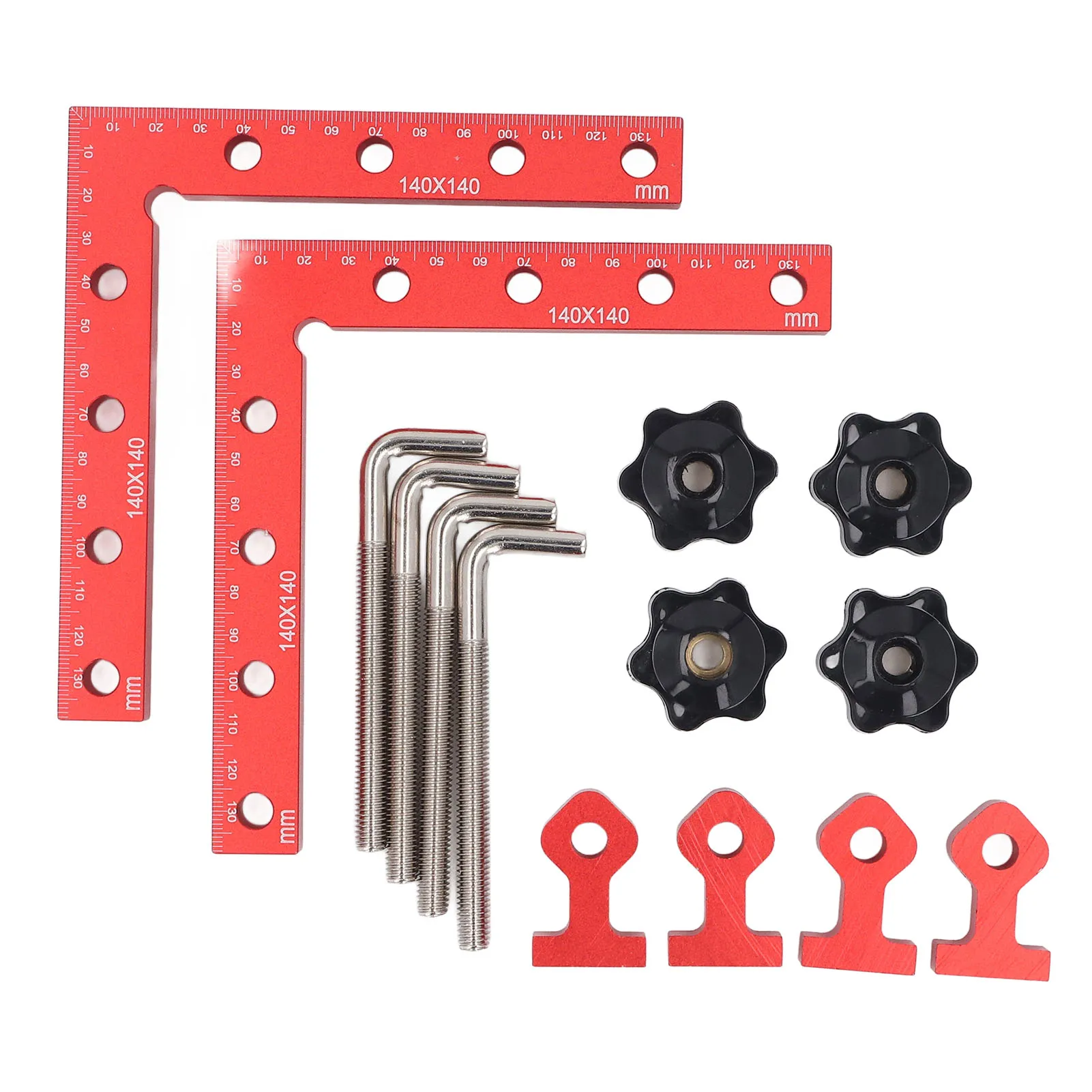 Woodworking  Tool Right Angle Cabinet Clamp 0-60mm Clamping 2 Sets 140x140mm Accurate Measuring for Frame Drawer Fixing