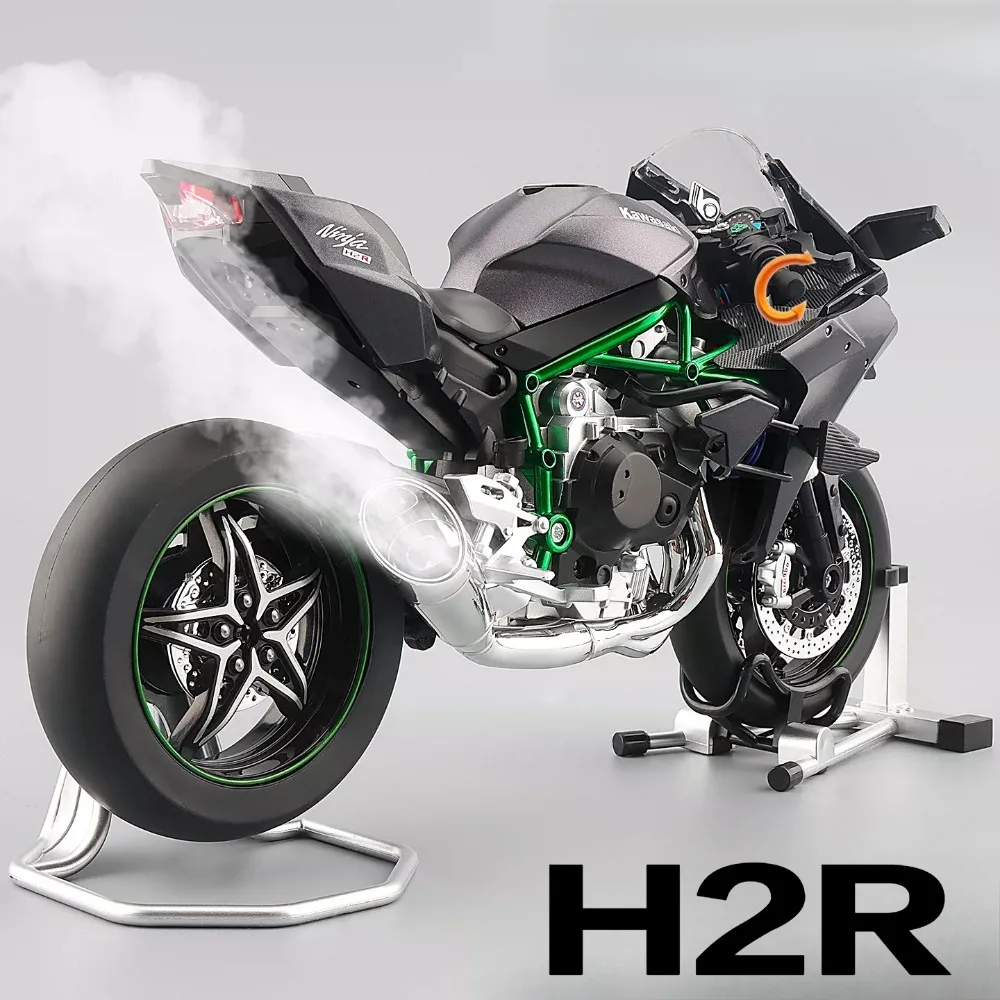 1:9 Size Kawasaki H2R H2 Motorcycle Model Toy Alloy Body One Key Start Shock Absorption Motorbikes Metal Locomotive Presents