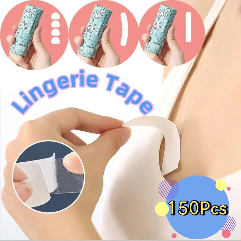 

150Pcs Transparent Clear Double Sided Tape Anti-Exposure Seamless Adhesive Bra Strips Sweatproof Invisible Underwear Sticker