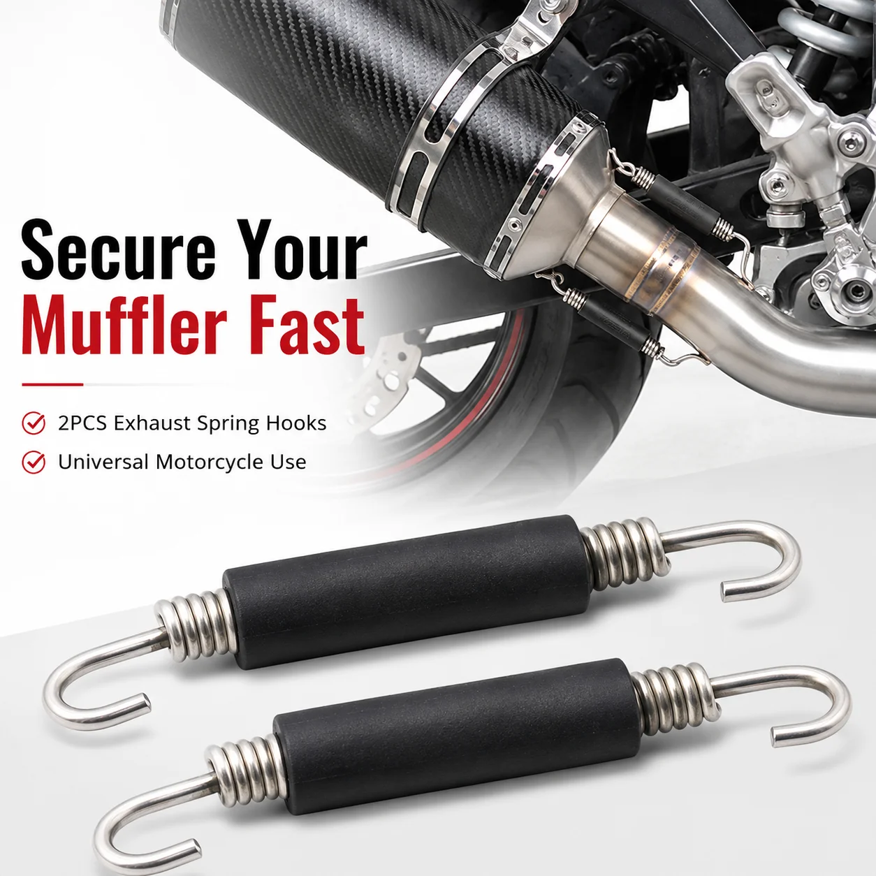 2 Stück Motorrad-Auspufffedern aus Edelstahl, Schalldämpfer-Verbindungsrohrfedern für Motorroller, ATV, Yoshimura Auspuff