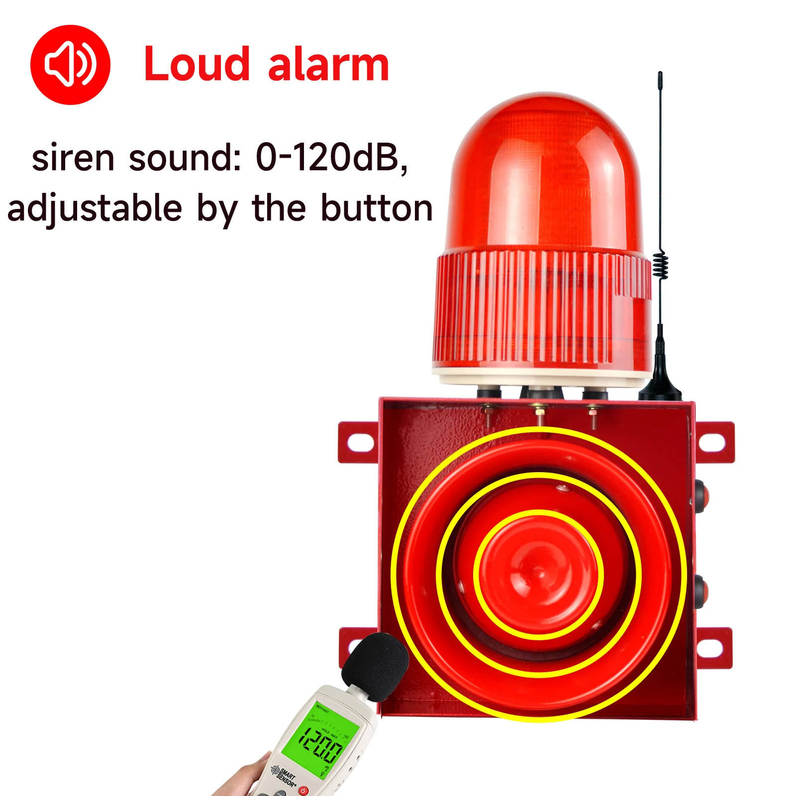 Imagem -06 - Sirene de Alarme de Controle Remoto sem Fio Strobe Light Impermeável Chifre Ajustável 120db Tons ao ar Livre 500m