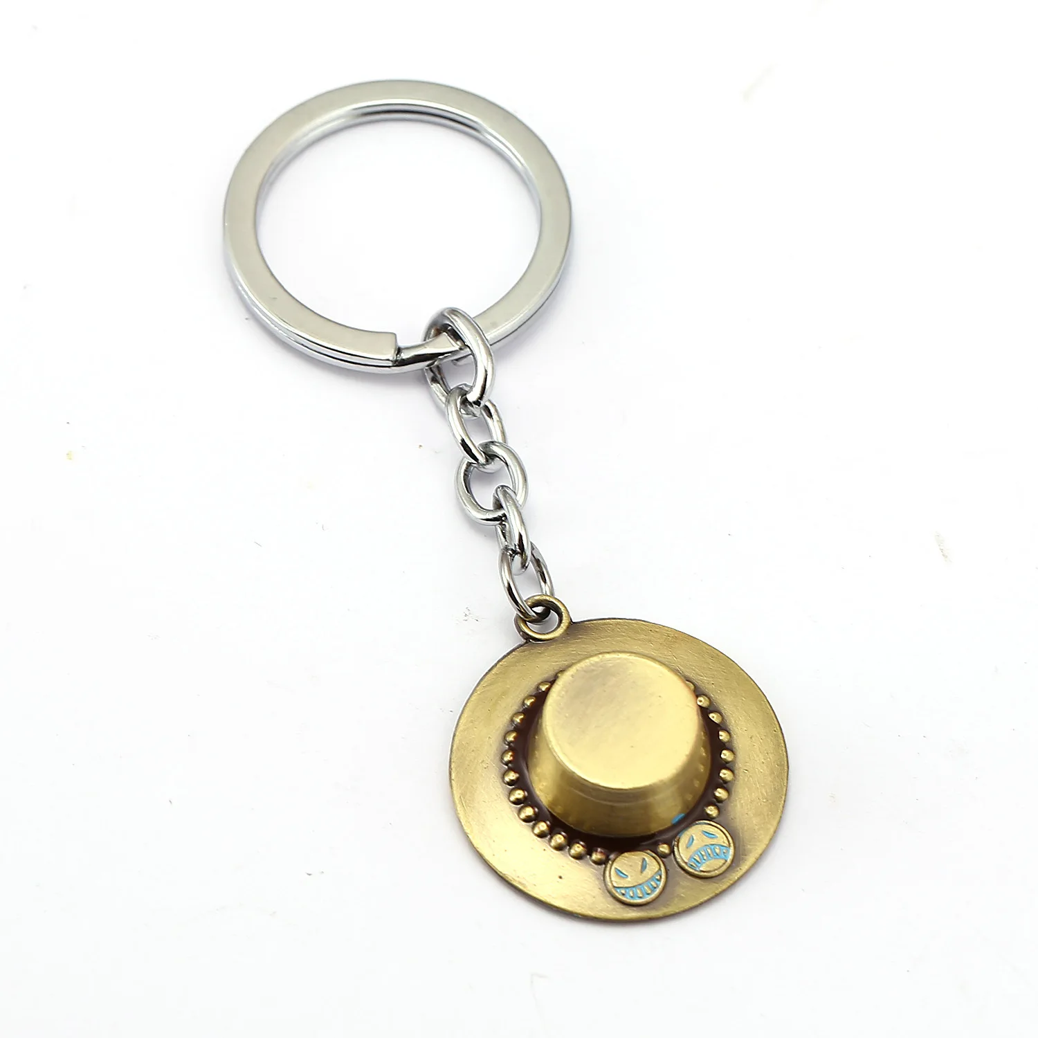 Anime One Piece Key Chains ACE Hat Portgas D Ace Car Keyrings Figure Metal Keychain Pendants Cosplay Accessories Children Gifts