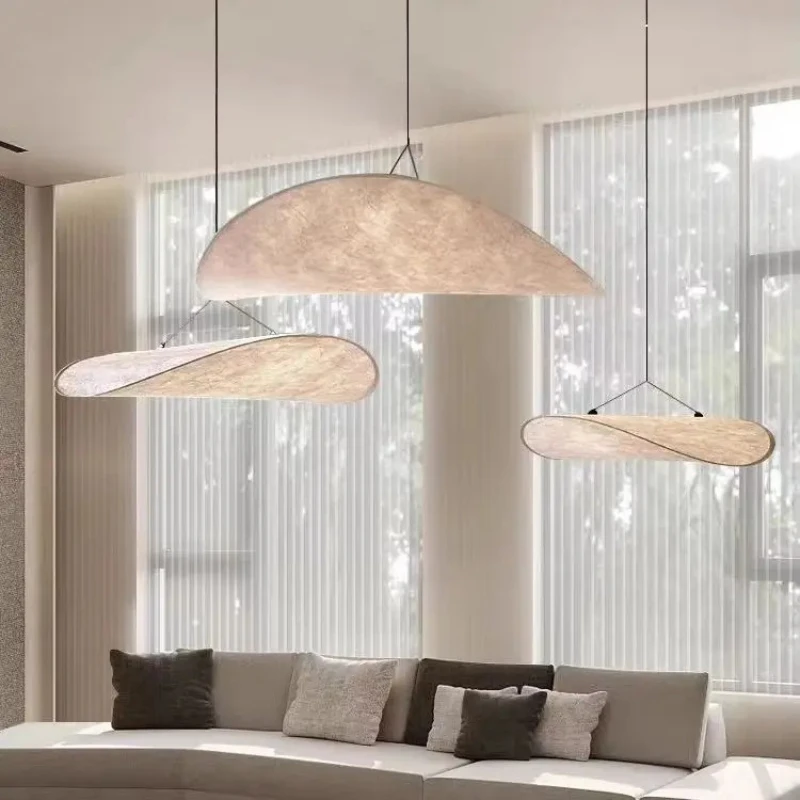 Minimalistische Wabi-Sabi Blatt-LED-Pendelleuchten aus DuPont-Papier für Restaurant, Wohnzimmer, Villa, Halle, Heimdekoration, Kronleuchter