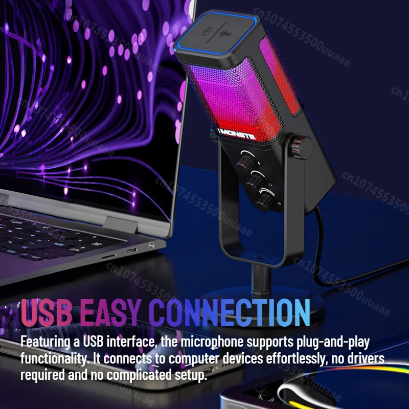 Monster Soundbase N31 Microphone de jeu USB, micro à condensateur hypercardioïde avec bouton muet pour la doublage de diffusion en direct de jeu