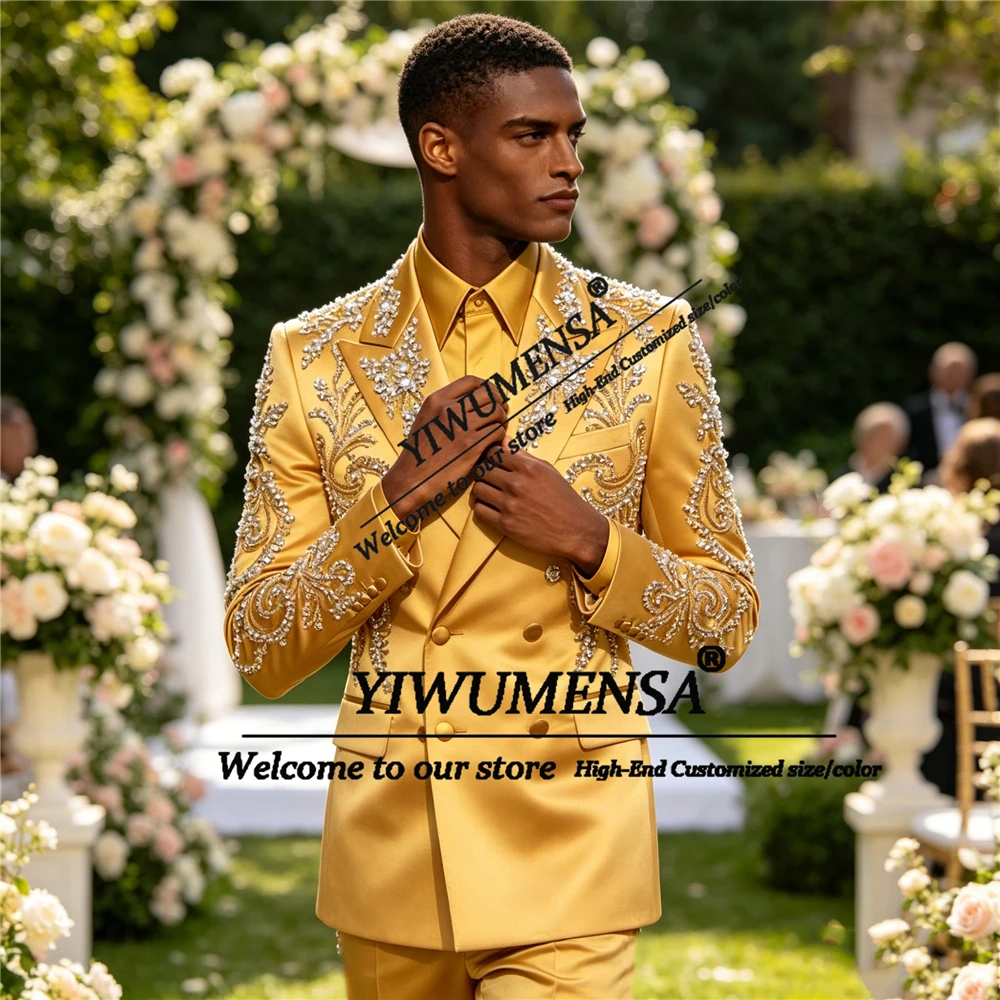 High End Men'S Formal Wear - Simli Saten Takım Elbise Erkek Resmi
