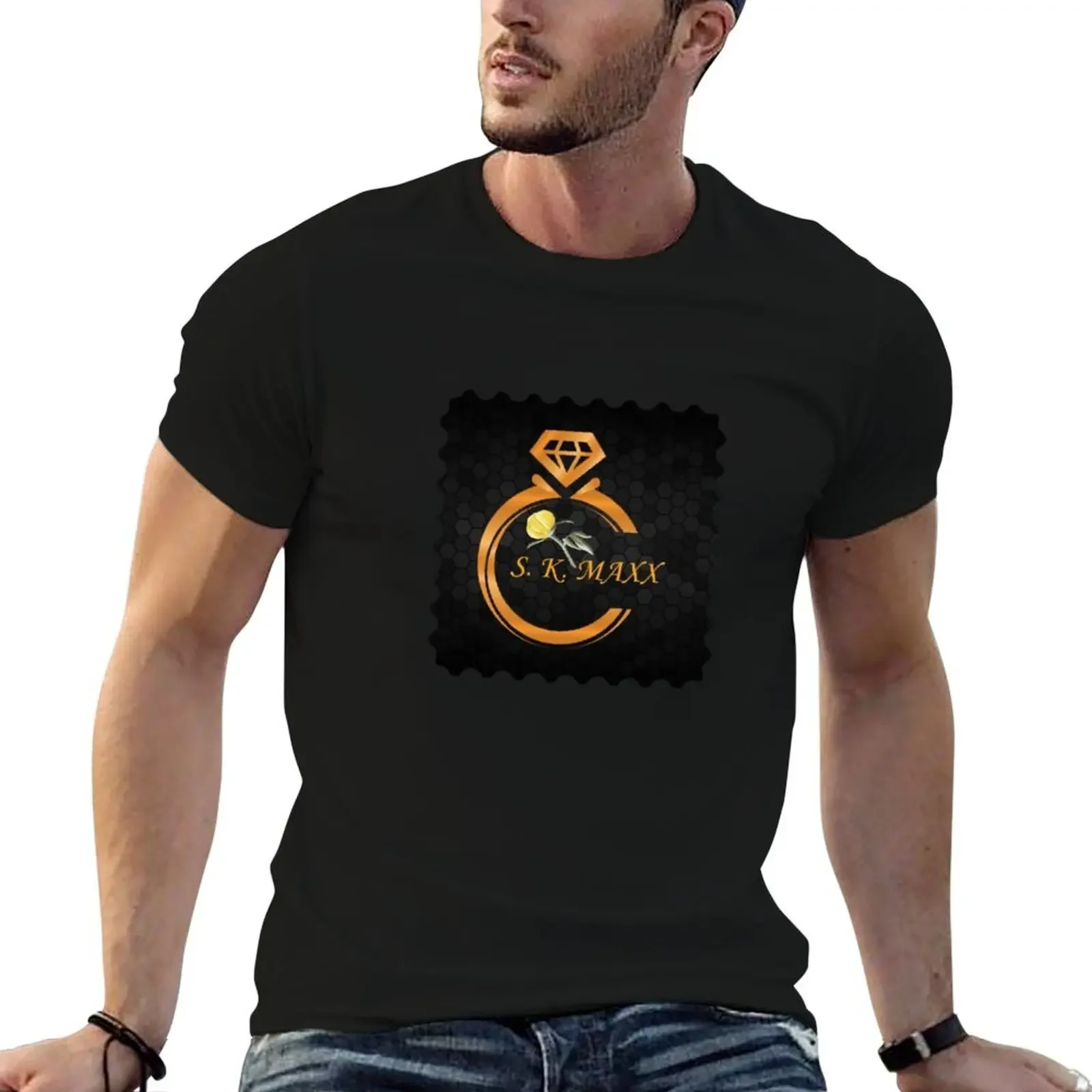 Golden Diamond ring branded logo T-Shirt graphic t shirts oversized graphic tee fitted t shirts for men