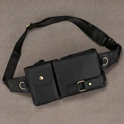 Fashion Men's chest bag new casual waist bag cross body men's chest bags multifunction leather men's waist pack for male