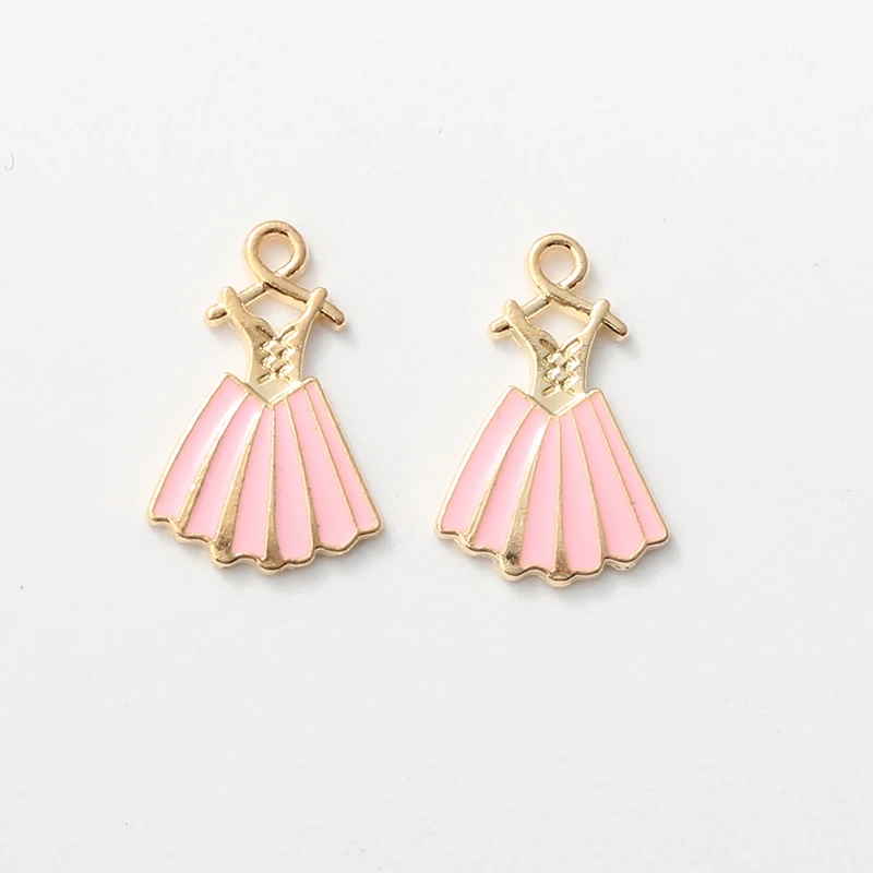 10pcs Lovely Enamel Charms Cartoon Princess Dress Pretty Clothing Pendants For Making Necklace Earring Handmade DIY Jewelry