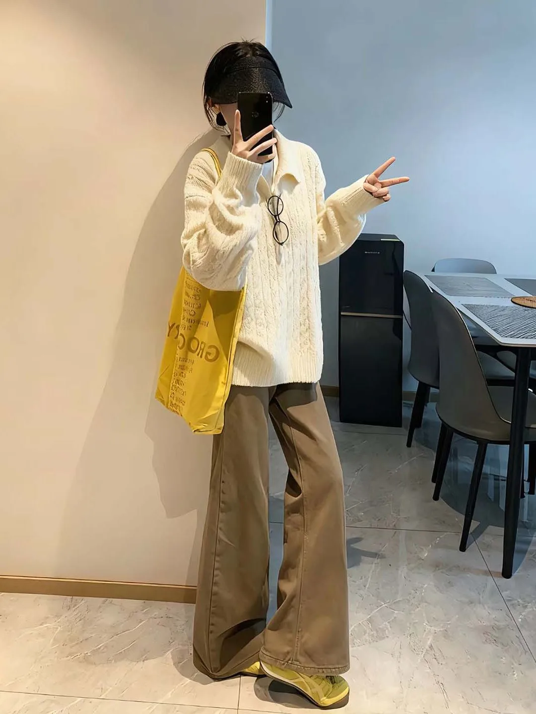 

Мужской свитер крупной вязки с V-образным вырезом, осенне-зимний, повседневный, свободного кроя, однотонный, имитация двухслойности, молодежный стиль