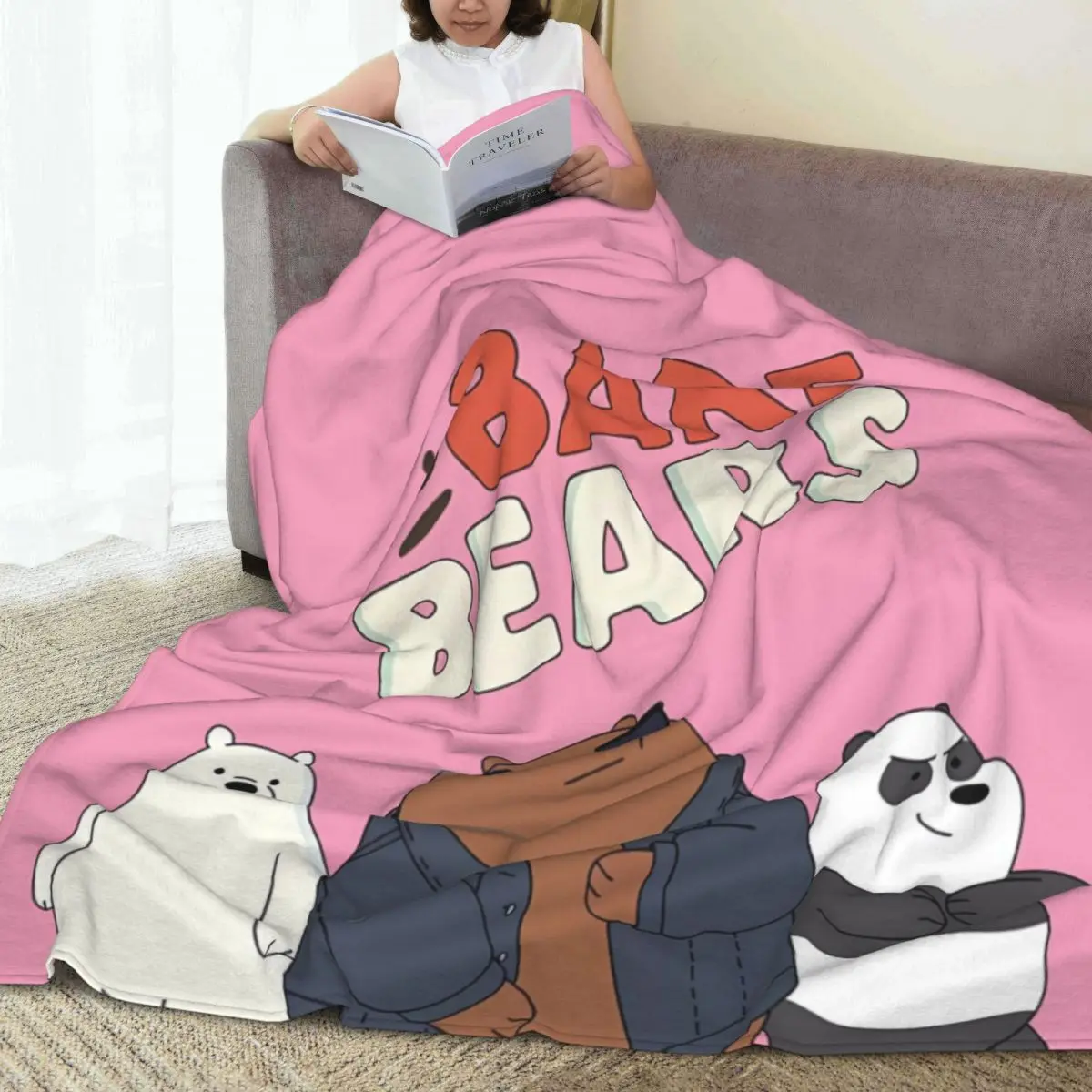 We Bare Bears Cool Warm Soft Blankets Decorative Plush Bedding Throws Print Living Room Flannel Bedspread Sofa Bed Cover