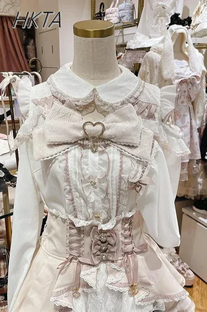 Liz Shirt Blouse Women 2026 Spring and Summer New Mine Off-the-shoulder Long-sleeved Blouses Lolita Sweet Bow Chiffon Shirt Top Liz Shirt Blouse Women 2026 Spring and Summer New Mine Off-the-shoulder Long-sleeved Blouses Lolita Sweet Bow Chiffon Shirt Top