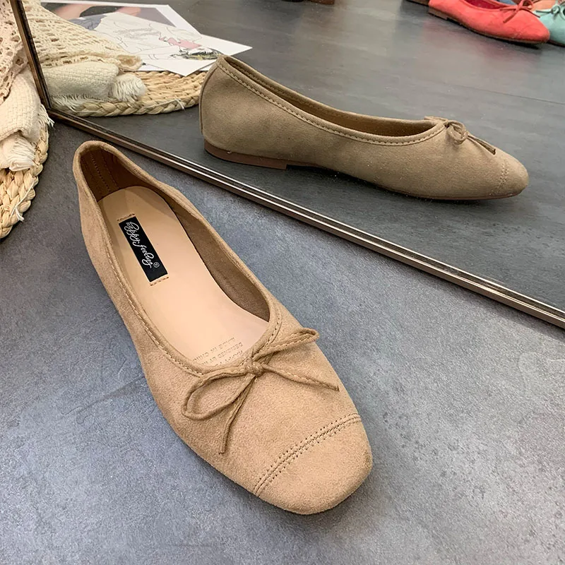 Modische flache Damenschuhe, Ballerinas, neue Frühlings- und Herbstkollektion, weiche Slip-On-Schuhe für Damen, Schmetterlingsknoten, flache Damenschuhe. – Detail 4