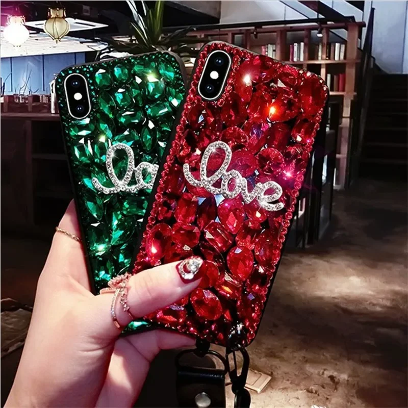 Luxury Bling Crystal Diamond Rhinestone Phone Case, Cover for iPhone16 14 Plus, 13Pro, 12 Mini, 11 Pro Max, X, XS, 15, Fashi