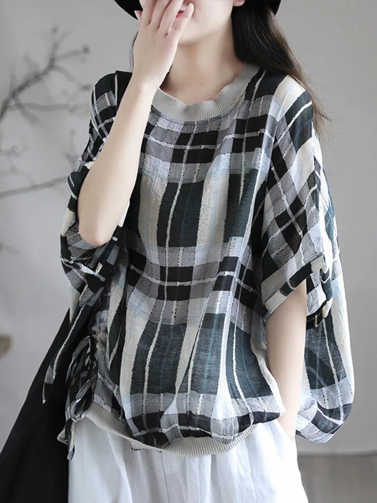 Max LuLu Korean New Design 2022 Tops Ladies Plaid Chiffon Shirts Women Linen Loose Thin Blouses Female Elegant Clothes Big Size