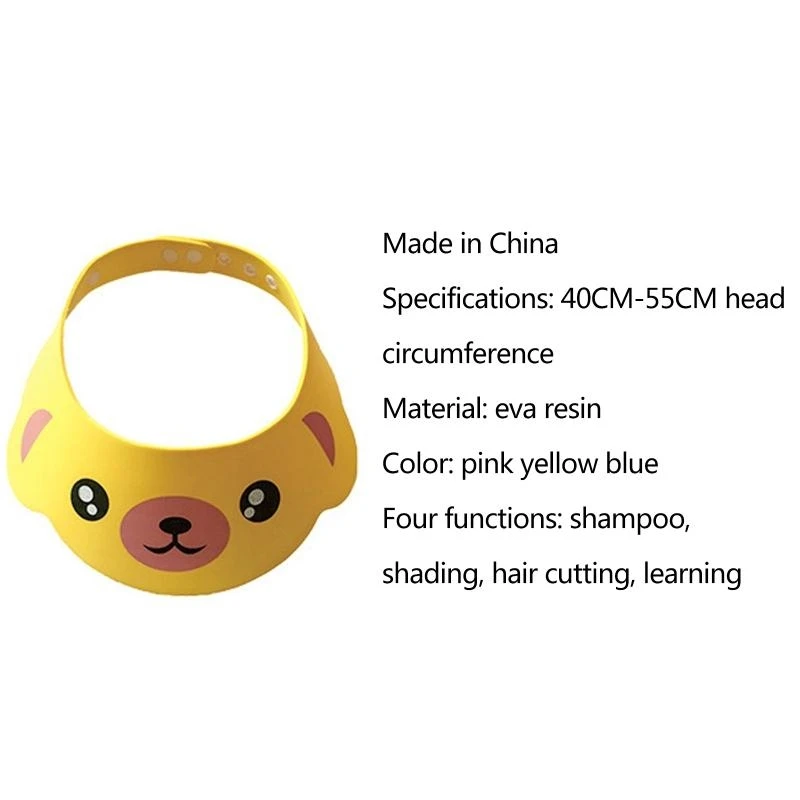 

J15U Kids Bath Visor Hat Adjustable Baby Shower Cap Protect Shampoo Baby Care Toddler Hair Wash Shield for Children Infant