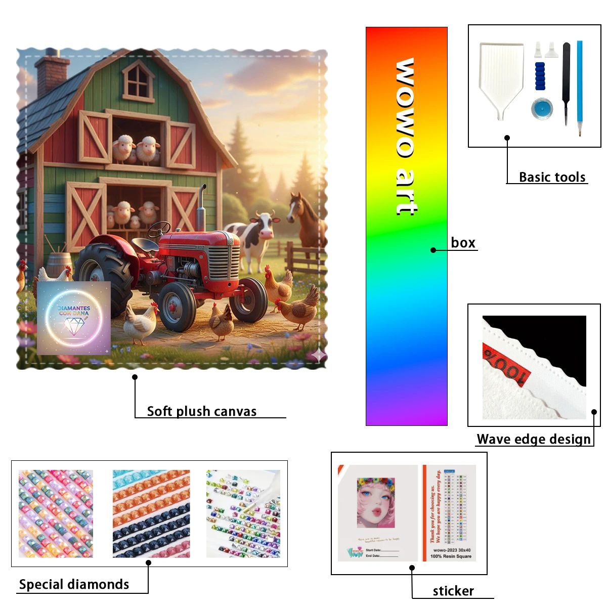 

【Diamantes con Dana】The bustling scene of the farm 100% resin FD+ab+xc Diamond Stamping Kit Perfect Masterpiece worth Buyi