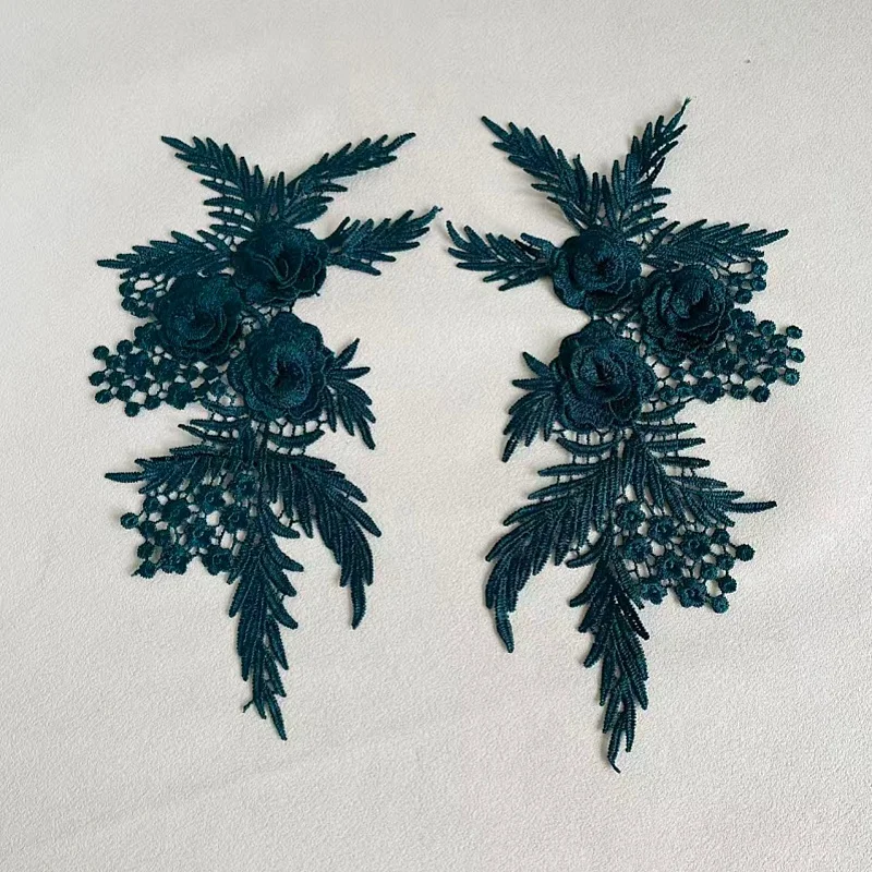 2Pieces/1 Pair Embroidery Sewing Dress Lace Applique Flower Patch Lace Fabric Decoratio Dancing Garment Accessories view 6