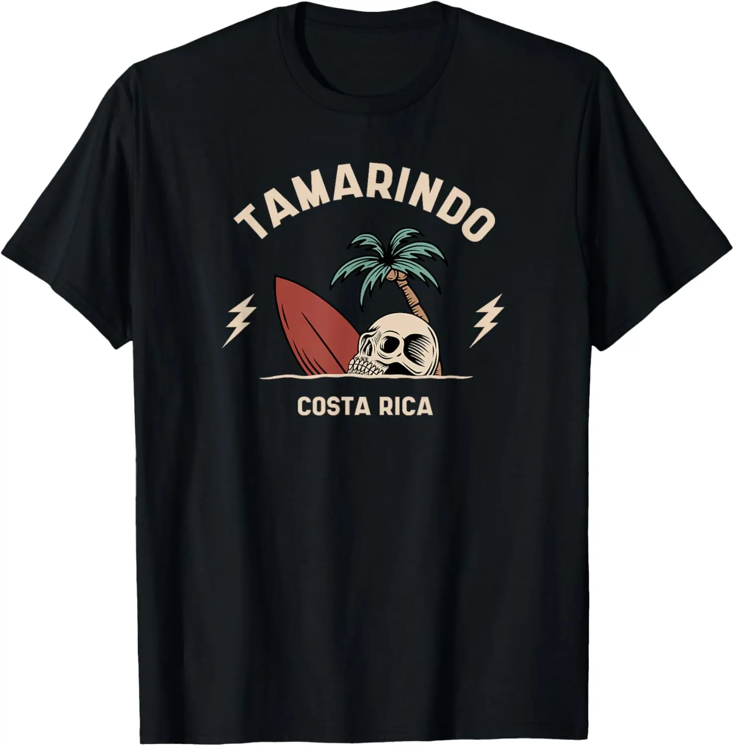 

Tamarindo Costa Rica Винтажная футболка со скелетом и черепом для серфинга