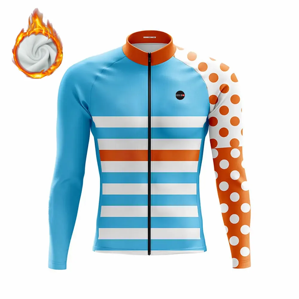 Vestes de cyclisme d'hiver à manches longues pour hommes, maillot de vélo thermique Smile, veste de course, chemises de vélo de route