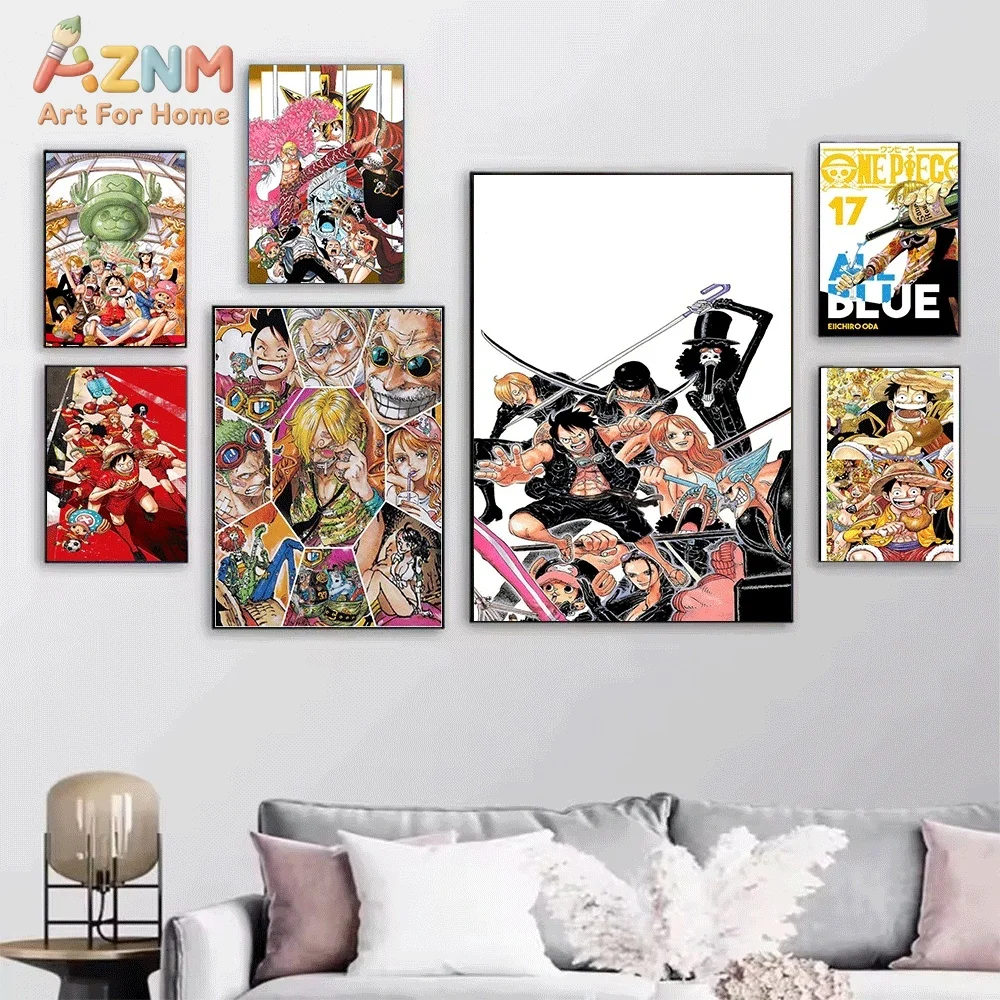 One Piece Anime Canvas Wall Art No Frame Sanji Luffy Straw Hat Crew Manga Collage Print Painting Bedroom Home Room Decor Poste
