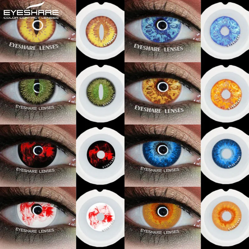 EYESHARE 1 Paar Cosplay Anime Farbige Kontaktlinsen Jährlich Austauschbar Halloween Blaue Linsen Make-up Braune Augenkontakte Rote Linse